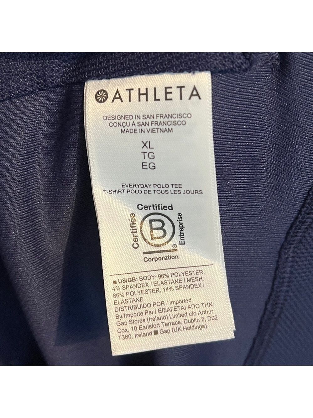 New Athleta Everyday Polo Sweat-Wicking Activewear UPF 50+ Navy size XL - Picture 7 of 7